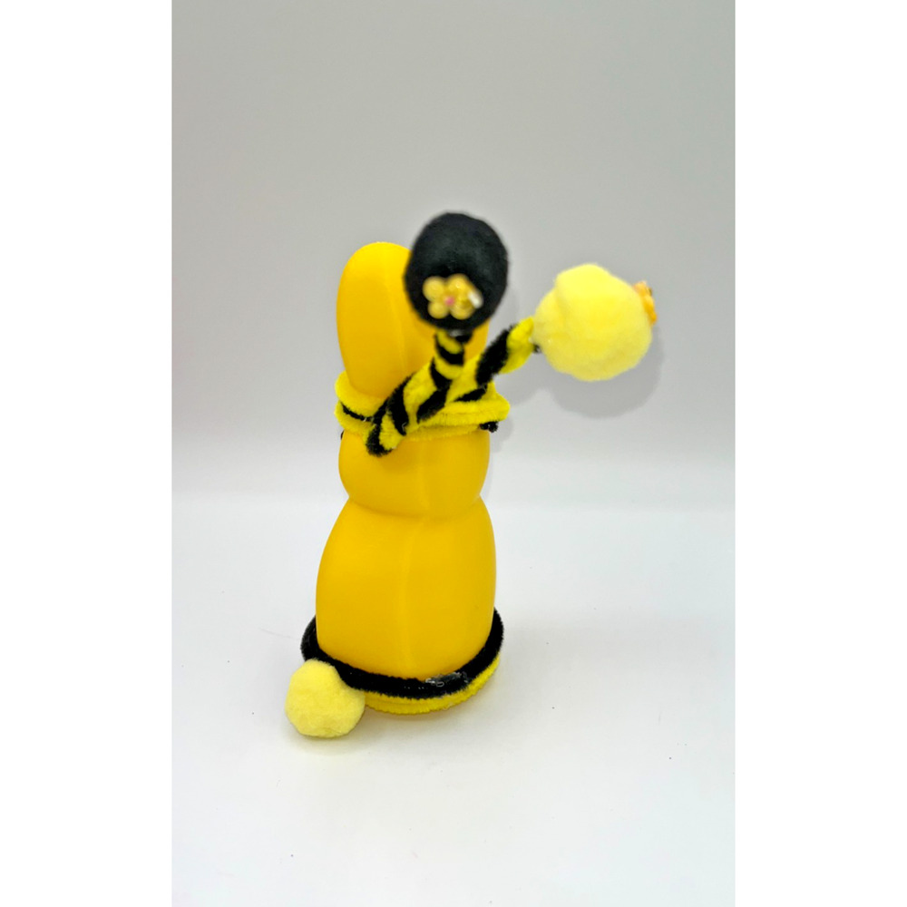 Large Yellow Bunny Peep Ninja Bumble Bee Peep Fluffy Pom Deb O. Originals OOAK - Picture 13 of 16